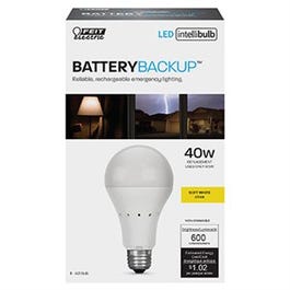 LED Intellibulb Battery Back-Up Light Bulb, 8.5-Watts