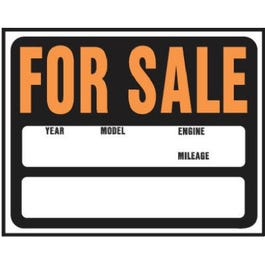 "Auto For Sale" Sign, Hy-Glo Orange/ Black Plastic, 15 x 19-In.