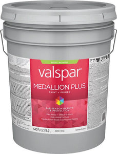 Valspar® Medallion® Plus Exterior Paint + Primer Satin 5 Gallon White Base (5 Gallon, White Base)