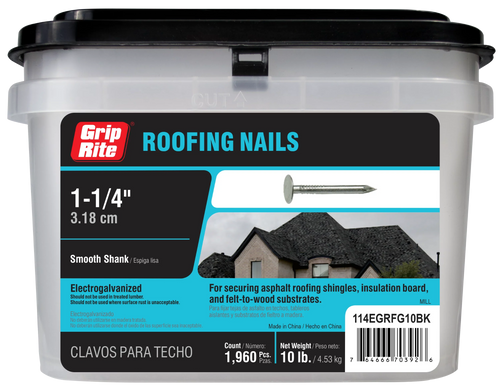 Grip-Rite #11 x 1- 1/4 in. Electro Galvanized Roofing Nail 10lb.