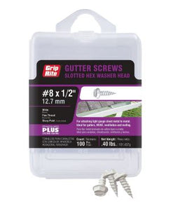 Grip-Rite No. 8 Sizes X 1/2 in. L Slotted Hex Head Gutter Screws (#8 x 1/2")