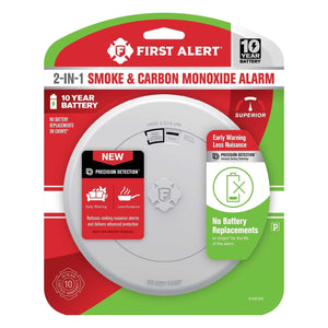 First Alert SMCO210 Sealed 10-Year Battery Combo Smoke and CO Alarm with Slim Profile Design (1 in H x 5.67 in L x 5.67 in W)