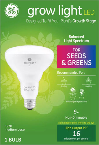 GE Grow LED Light Bulbs for Seeds and Greens BR30 Bulbs