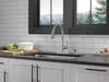 Delta Greydon Single Handle Pull-Down Kitchen Faucet with Soap Dispenser and ShieldSpray® Technology in Spotshield Stainless