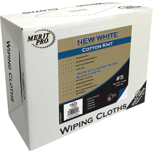 Merit Pro #5 4LB Box White Cotton Knit Wiping Cloths