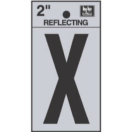 Address Letters, "X", Reflective Black/Silver Vinyl, Adhesive, 2-In.