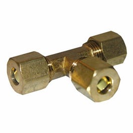 Pipe Fitting, Compression Tee, Brass, 1/4-In.