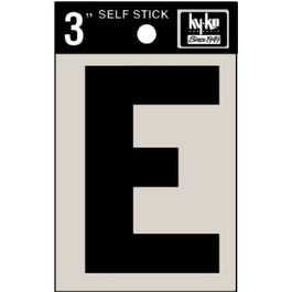 Address Letters, "E", Black Vinyl, Adhesive, 3-In.