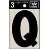 Address Letters, Q, Black Vinyl, Adhesive, 3-In.