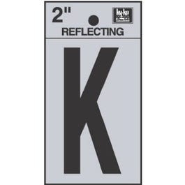 Address Letters, "K", Reflective Black/Silver Vinyl, Adhesive, 2-In.