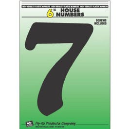 Address Numbers, 7, Black Plastic, Screw-In., 6-In.