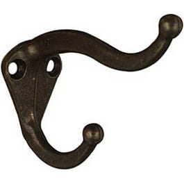 Hat & Coat Hook, Antique Brass, 2-Pk.