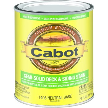 Cabot 140.0001406.005 Decking & Siding Stain, Semi-Solid Neutral ~ Qrt