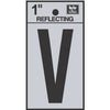 Address Letters, V, Reflective Black/Silver Vinyl, Adhesive, 1-In.