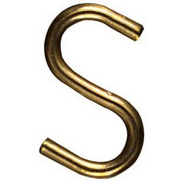 Open S Hook, Brass, 1-In., 3-Pk.