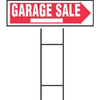 Garage Sale Sign, Red & White Plastic With H-Bracket, 10 x 24-In.