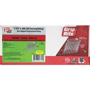Grip-Rite 15 Degree Wire Weld Hot-Dipped Galvanized Coil Siding Nail, 1-3/4 In. x .080 In. (3000 Ct.)