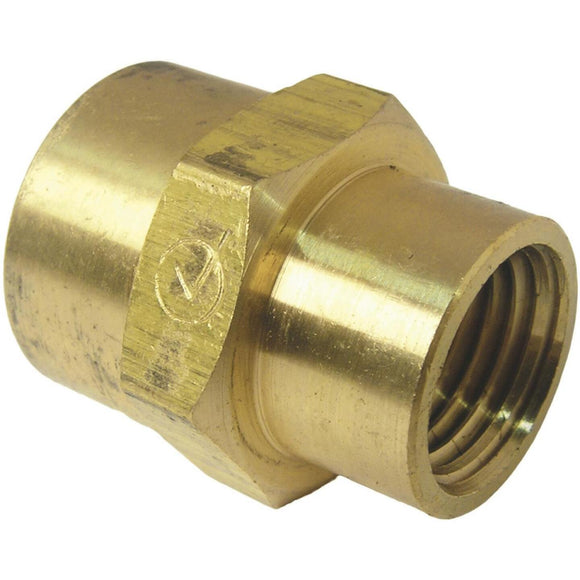 Lasco 3/8 In. FPT x 1/4 In. FPT Yellow Brass Reducing Coupling
