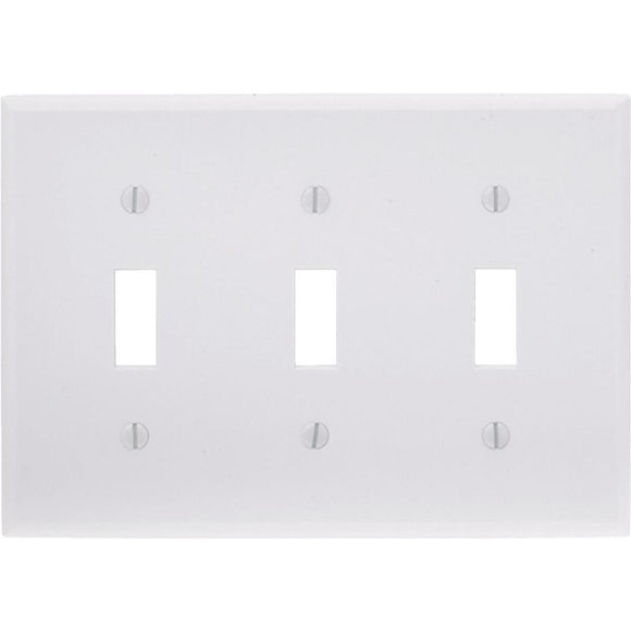 Leviton 3-Gang Plastic Toggle Switch Wall Plate, White