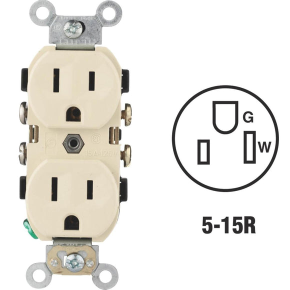 Leviton 15A Ivory Commercial Grade 5-15R Duplex Outlet