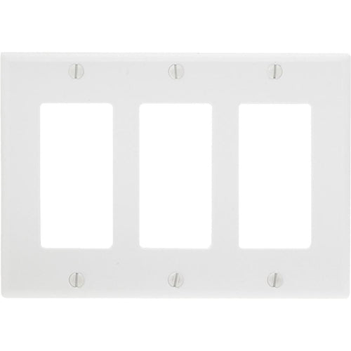 Leviton Decora 3-Gang Smooth Plastic Rocker Decorator Wall Plate, White