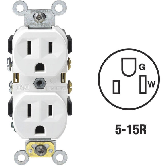 Leviton 15A White Commercial Grade 5-15R Duplex Outlet