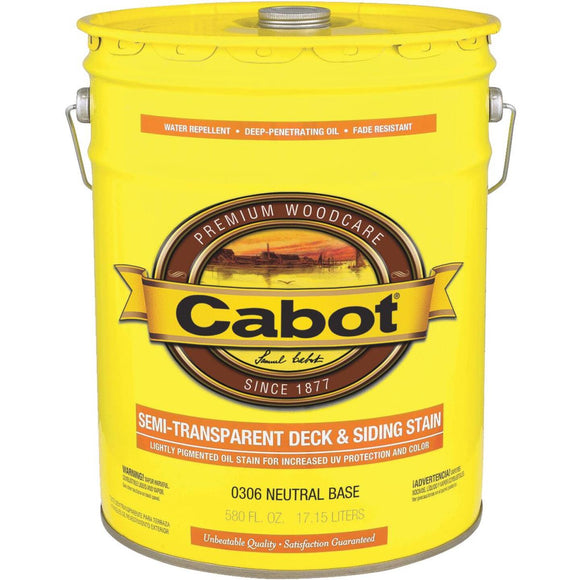 Cabot Semi-Transparent Deck & Siding Exterior Stain, Neutral Base, 5 Gal.