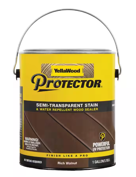 Yellawood Protector® Semi-Transparent Stain & Water Repellent Wood Sealer (1 Gallon, Rich Walnut)