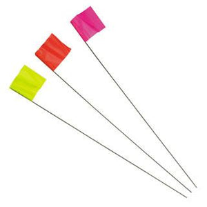 Irwin Stake Flags  2-1/2" x 3-1/2" x 21" Glo Red Stake Flags Warning-Vinyl Wood Stake